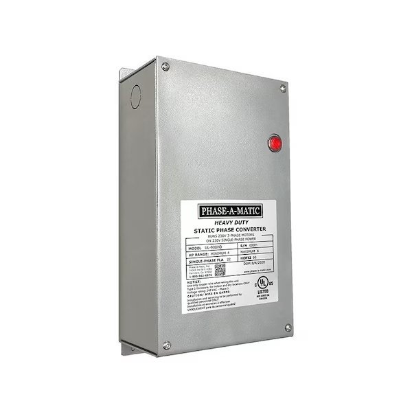 Phase Converter, Static, 208/230V AC, 208/230V AC, 50A, 22A, Phase-A-Matic, Mfr#: UL-900HD
