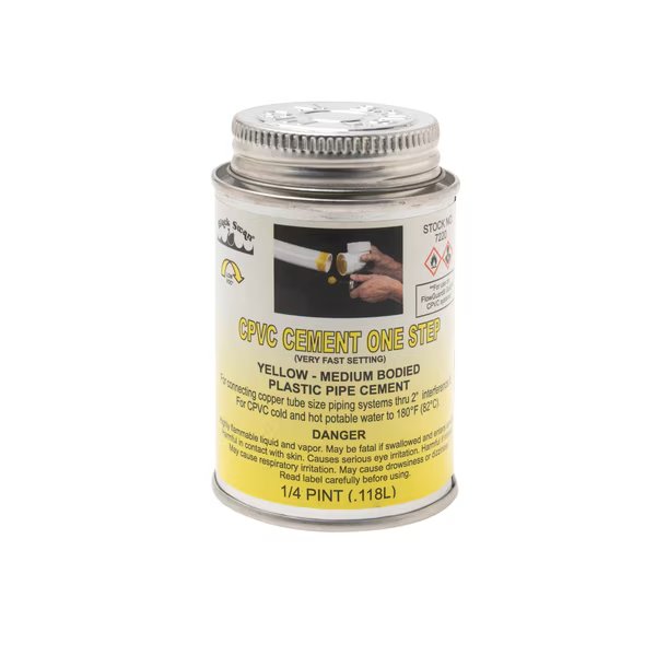 CPVC Cement One Step, Yellow, Medium Bodied, 1/4 pt, Black Swan, Mfr#: 07220
