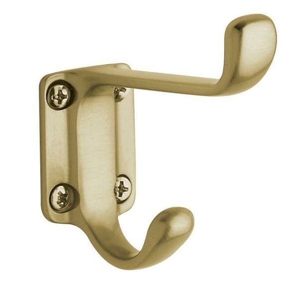 Estate Satin Brass with Brown Coat Hooks, Projection: 3-1/4