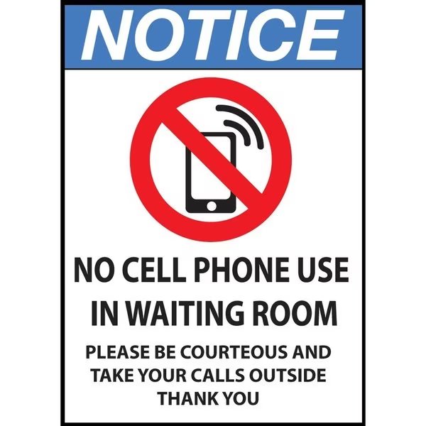 Sign, Notice No Cell Phone, 10x7