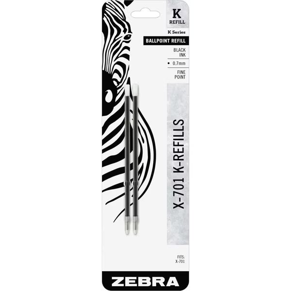 K-Refill 0.7mm Black 2pk, ZEBRA PEN, Mfr# 85212
