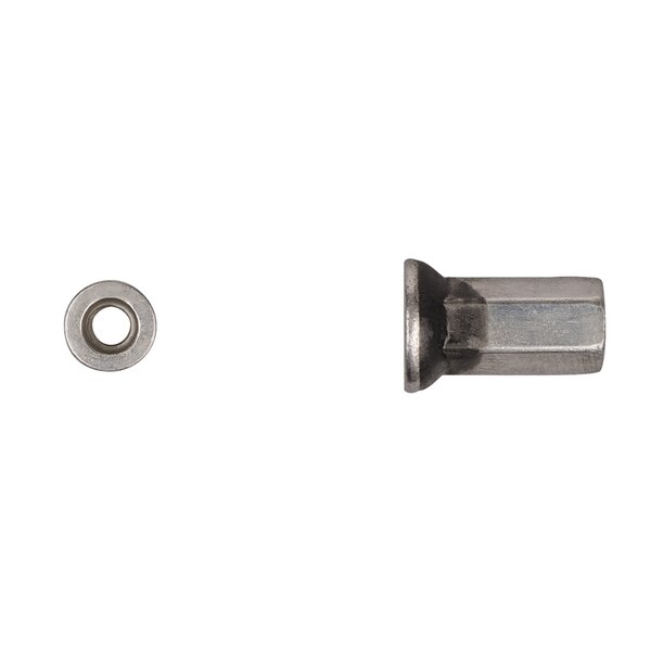 Nut Insert, M6-1.00 Thrd Sz, Hex, Steel, Zinc Plated, Disco, Mfr#: 12444PK