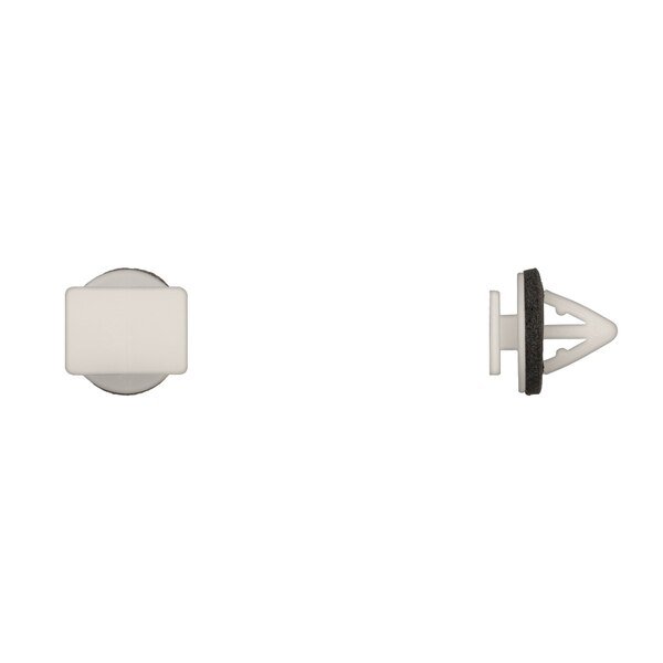 Wht Nyln Rocker Mldg Clips 9mm Hole Size 12mm Stem L PK15, DISCO, Mfr# 12482PK