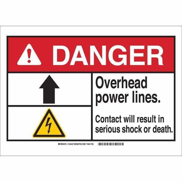 Danger Sign, 10 in Height, 14 in Width, Plastic, Rectangle, English, BRADY, Mfr# 144453