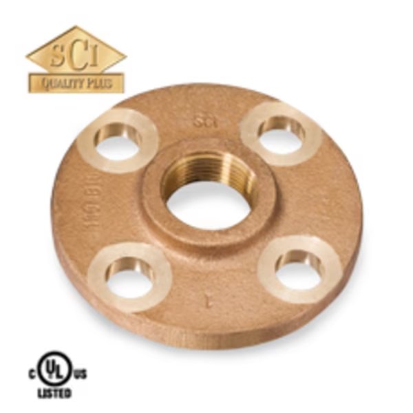 Threaded FF Flange, Bronze, 150lb, 1-1/4
