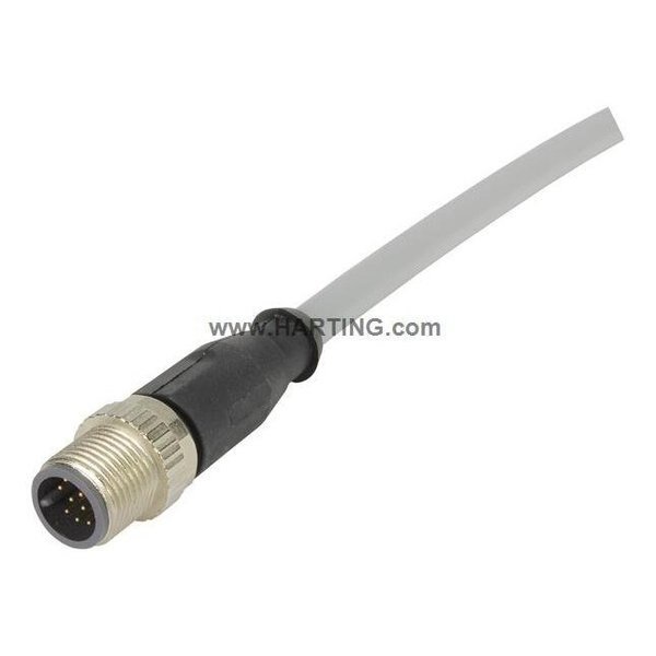 Cordset, 1 m Cable, PVC, Gray, HARTING, Mfr# 21348485C79010