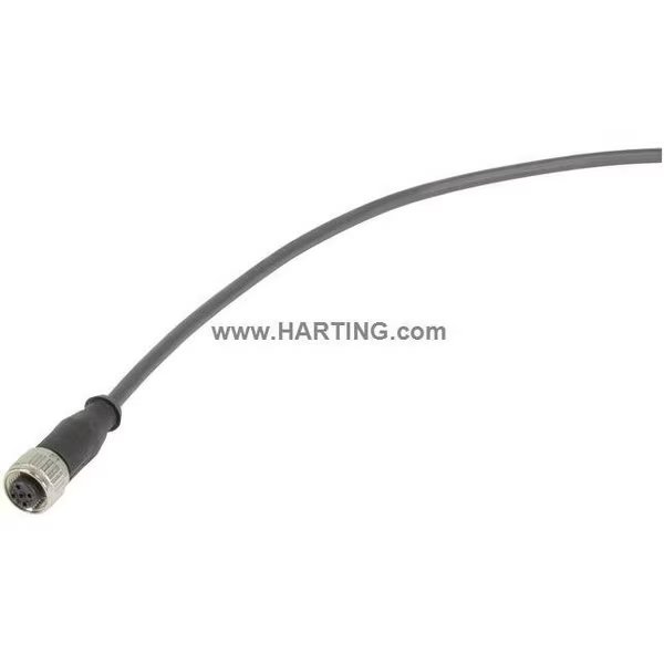 Cordset, 1 m Cable, PUR, Black, HARTING, Mfr# 21348500491010