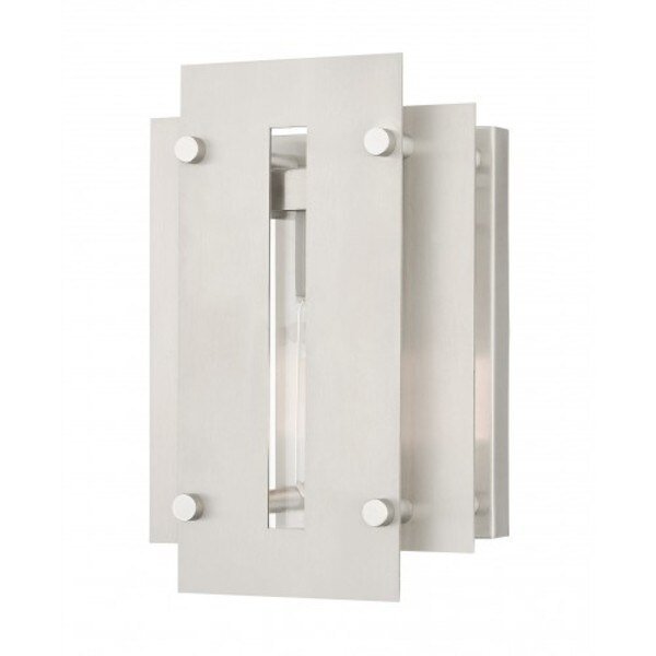 Brushed Nickel Accents Outdoor Wall Lant, LIVEX LIGHTING, Mfr# 21771-91