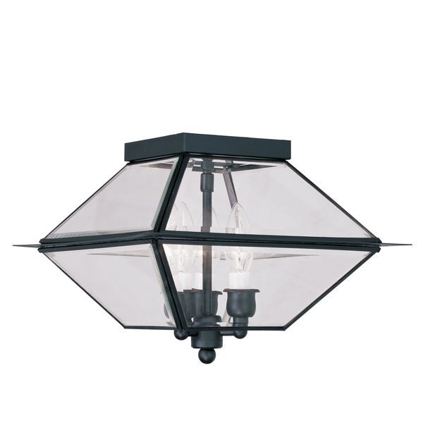 Westover 3 Light Black Outdoor Ceiling Mount, Livex Lighting, Mfr#: 2185-04