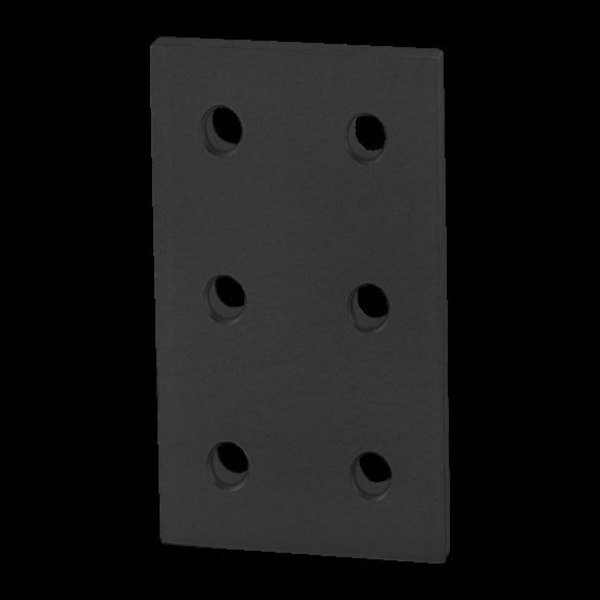 Black 25 S 6 Hole Joining Plate, 80/20, Mfr# 25-4166-BLACK