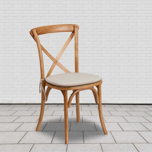 HERCULES Series Oak Cross Back Chair with Cushion, FLASH FURNITURE, Mfr# 2-XU-X-OAK-NTC-GG