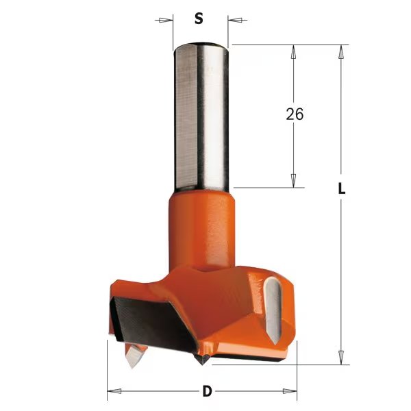 Hinge Boring Bit, Rght, 35mm dia., 57.5mm L, CMT, Mfr# 317.350.11