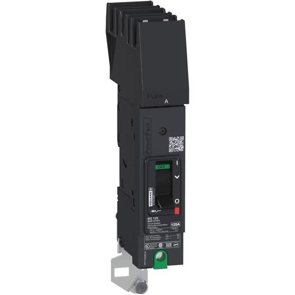 PowerPact B Circuit Breaker, 20A, 1P, 27, 20 A, 240V AC, 1 Pole, I-Line Mounting Style, BD 020 Series, SCHNEIDER ELECTRIC, Mfr# BDA140205