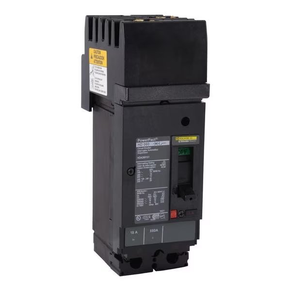 Circuit breaker, PowerPact H, I Line, th, 15 A, 690V AC, 2 Pole, I-Line Bracket Mounting Style, SQUARE D, Mfr# HDA260151