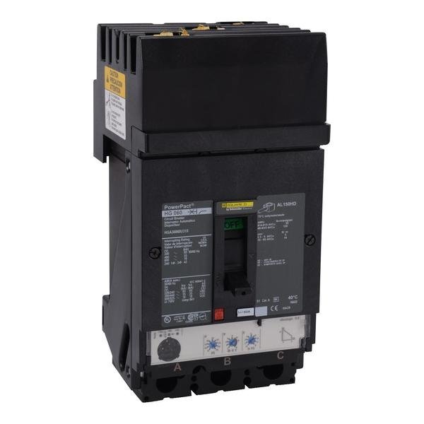 Molded Case Circuit Breaker, HDA Series, 60A, 3 Pole, 600V AC, 25kA at 240V AC, Schneider Electric, Mfr#: HDA36060U31X