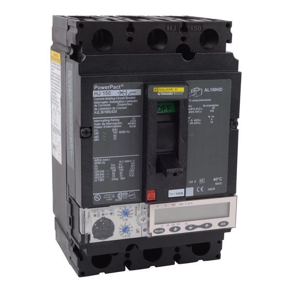 Circuit Brkr, PowerPact H, Micrologic 5., 100 A, 690V AC, 3 Pole, Unit Mount Lug Mounting Style, SQUARE D, Mfr# HJL36100U43X