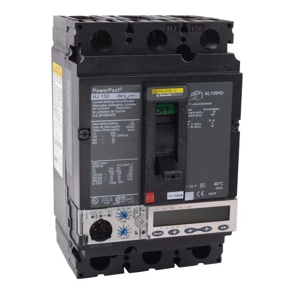 Circuit Brkr, PowerPact H, Micrologic 5., 150 A, 690V AC, 3 Pole, Unit Mount Lug Mounting Style, SQUARE D, Mfr# HJL36150U43X
