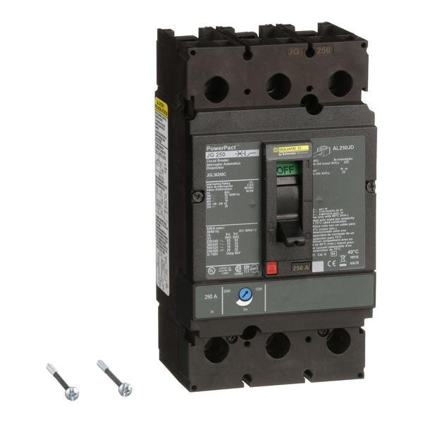 PowerPact J-Frame breaker, thermal-magne, 250 A, 600V AC, 3 Pole, Unit Mount Lug Mounting Style, SQUARE D, Mfr# JGL36250C