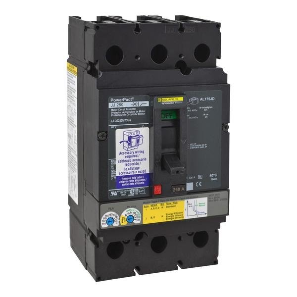 PowerPact J-Frame motor protector, 250 A, 250 A, 600V AC, 3 Pole, Unit Mount Lug Mounting Style, SQUARE D, Mfr# JJL36250M75SA