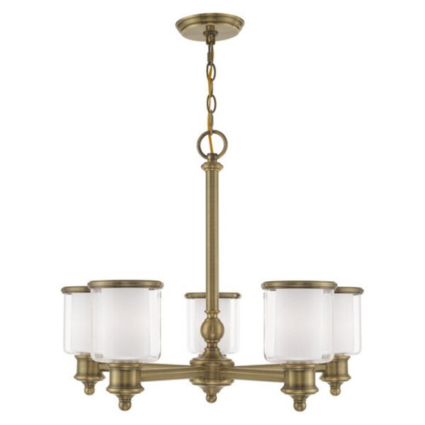 Middlebush 5 Light Antique Brass Chandelier, LIVEX LIGHTING, Mfr# 40205-01