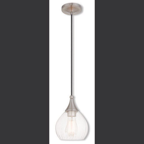 Art Glass Mini Pendants 1 Light Brushed Nickel Mini Pendant, LIVEX LIGHTING, Mfr# 40601-91