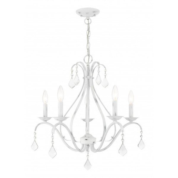 Antique White with Clear Crystals Chande, LIVEX LIGHTING, Mfr# 40845-60