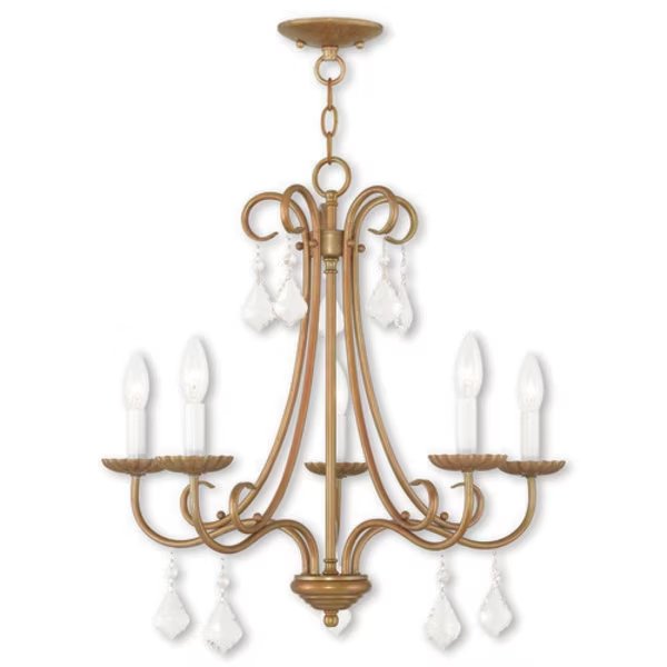 Daphne 5 Light Antique Gold Leaf Chandel, LIVEX LIGHTING, Mfr# 40875-48