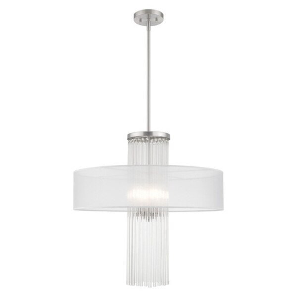 Alexis 4 Light Brushed Nickel Pendant Chandelier, LIVEX LIGHTING, Mfr# 41142-91