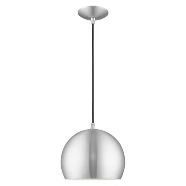 Metal Shade Mini Pendants 1 Light Brushed Aluminum Mini Pendant, LIVEX LIGHTING, Mfr# 41181-66