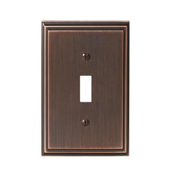 1 Toggle Wall Plates, Number of Gangs: 1 Zinc, Oil Rubbed Bronze Finish, AMEROCK, Mfr# BP36514ORB