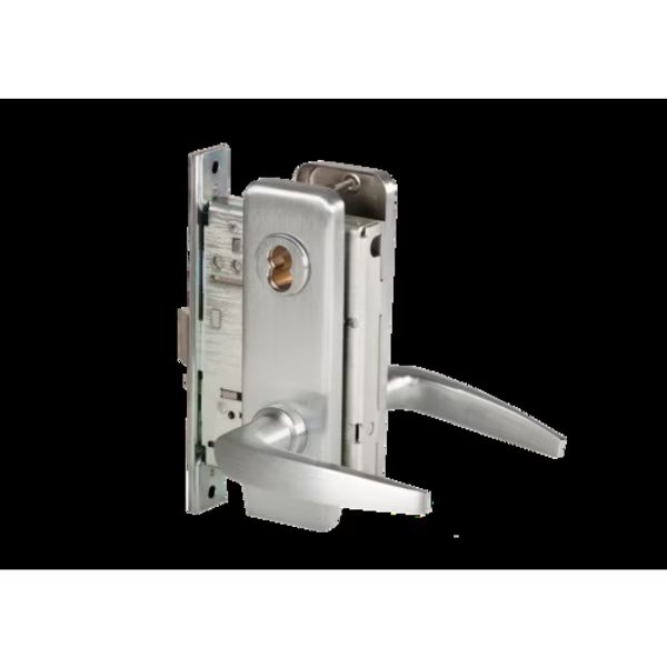 Mortise 45H Lock, Entry, Lever, Escutcheon, Satin Chrome AM, RH, BEST, Mfr# 45H7AB16J626AMRH