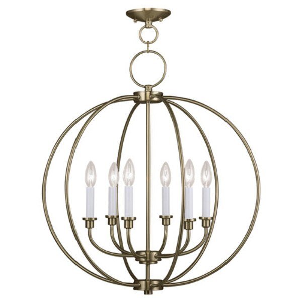 Milania 6 Light Antique Brass Chandelier, LIVEX LIGHTING, Mfr# 4666-01