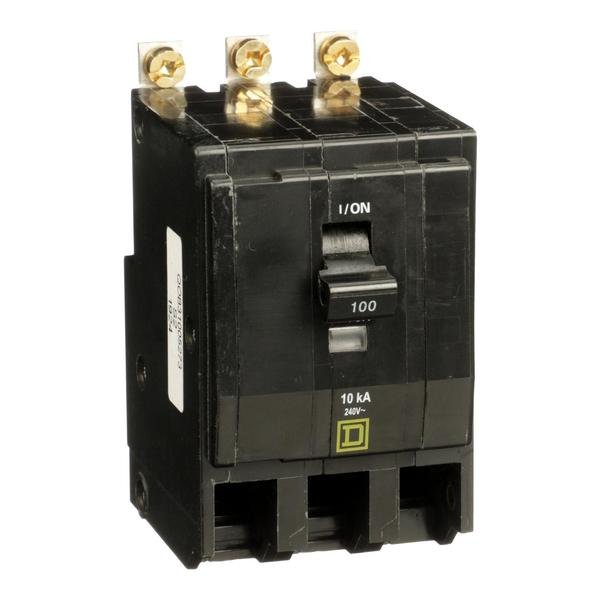 Miniature Circuit Breaker, 100, 240VAC, 3 Pole, Bolt-On Mounting Style, QOB Series, SQUARE D, Mfr# QOB31005273