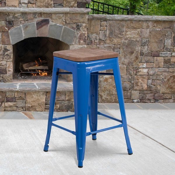 Blue Metal Counter Stool, 24, FLASH FURNITURE, Mfr# 4-CH-31320-24-BL-WD-GG