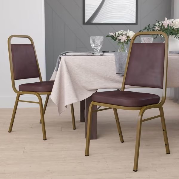Brown Vinyl Banquet Chair, FLASH FURNITURE, Mfr# 4-FD-BHF-1-ALLGOLD-BN-GG