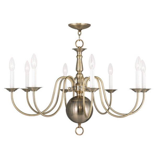 Williamsburgh 8 Light Antique Brass Chandelier, LIVEX LIGHTING, Mfr# 5007-01