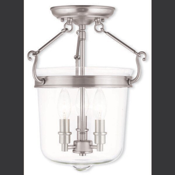 Rockford 3 Light Brushed Nickel Ceiling, Livex Lighting, Mfr#: 50483-91