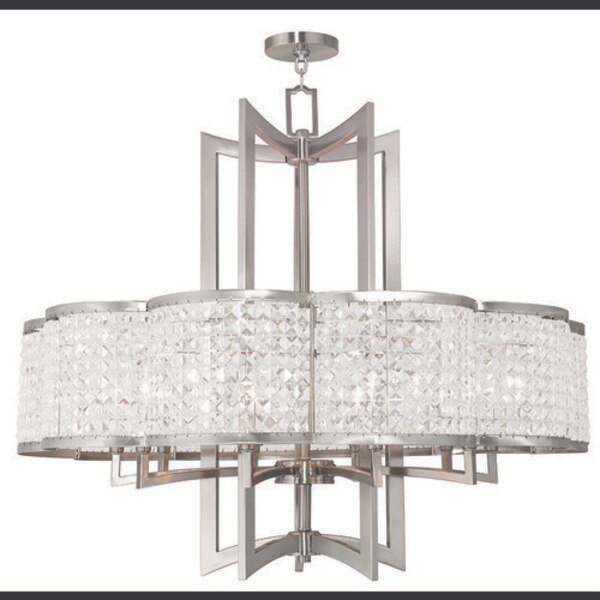 Grammercy 10 Light Brushed Nickel Chandelier, LIVEX LIGHTING, Mfr# 50579-91