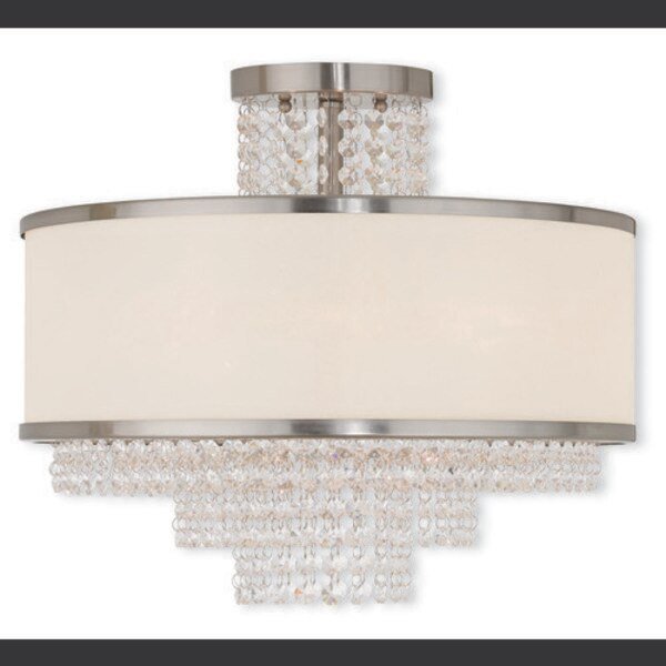 Prescott 5 Light Brushed Nickel Ceiling, LIVEX LIGHTING, Mfr# 50795-91