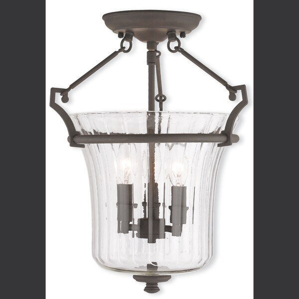 Cortland 3 Light Bronze Ceiling Mount, LIVEX LIGHTING, Mfr# 50923-07