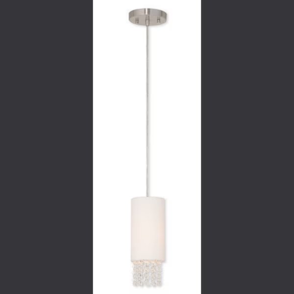 Carlisle 1 Light Brushed Nickel Mini Pendant, LIVEX LIGHTING, Mfr# 51031-91