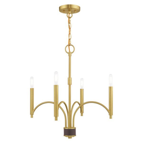 Wisteria 4 Light Satin Brass Mini Chandelier, LIVEX LIGHTING, Mfr# 51334-12