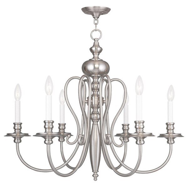 Caldwell 6 Light Brushed Nickel Chandeli, LIVEX LIGHTING, Mfr# 5166-91