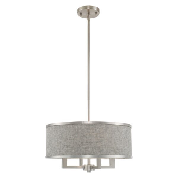 Park Ridge 4 Light Brushed Nickel Pendant Chandelier, LIVEX LIGHTING, Mfr# 60424-91