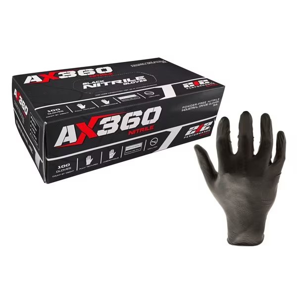 Disposable Gloves, Nitrile, Powder Free, Black, XL, 100 PK, 212 PERFORMANCE, Mfr# NTG-05-011