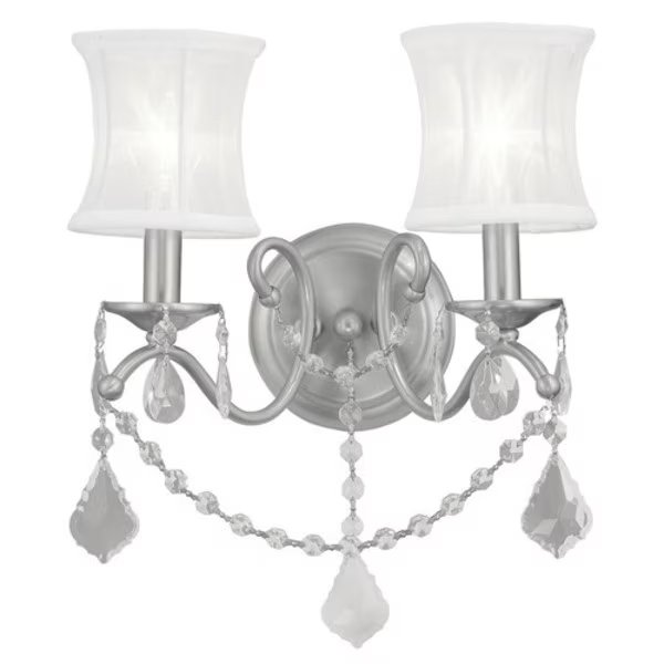 Newcastle 2 Light Brushed Nickel Wall Sconce, LIVEX LIGHTING, Mfr# 6302-91