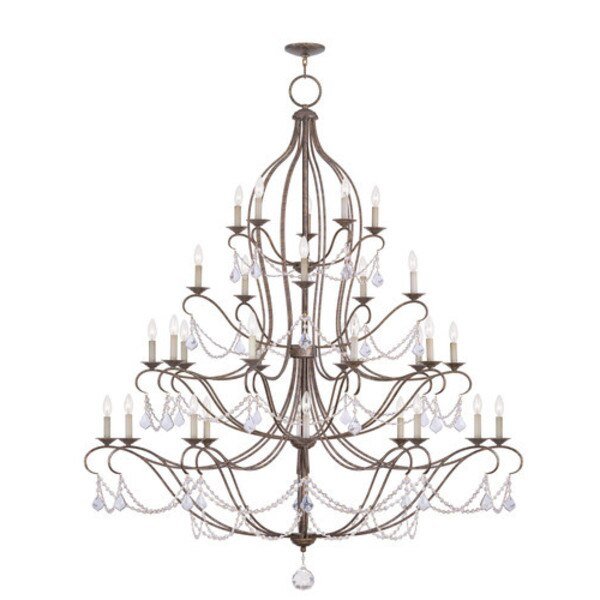 Chesterfield 30 Light Hand Applied Venetian Golden Bronze Chandelier, LIVEX LIGHTING, Mfr# 6459-71