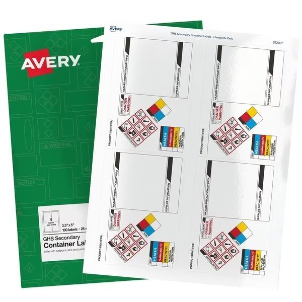 GHS Secondary Container Labels, P, PK100, AVERY, Mfr# 61209