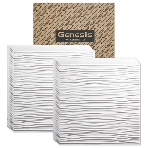 Drifts Ceiling Tile, 24 in W x 24 in L, 12 PK, Genesis, Mfr#: 75100