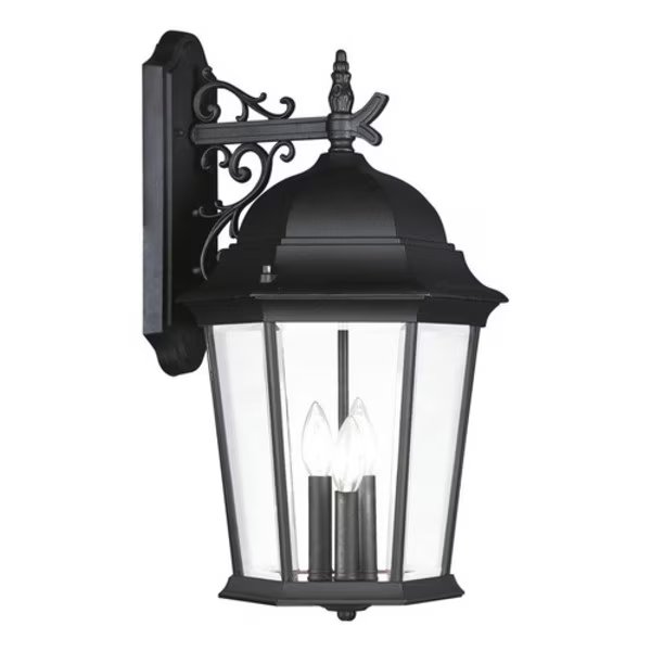 Hamilton 3 Light Black Outdoor Wall Lantern, LIVEX LIGHTING, Mfr# 7565-04